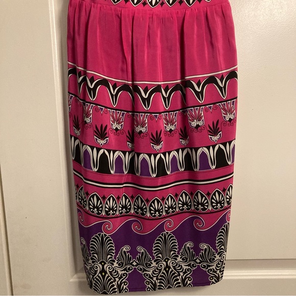 100% Silk Boho Border Print Dress - Picture 4 of 9